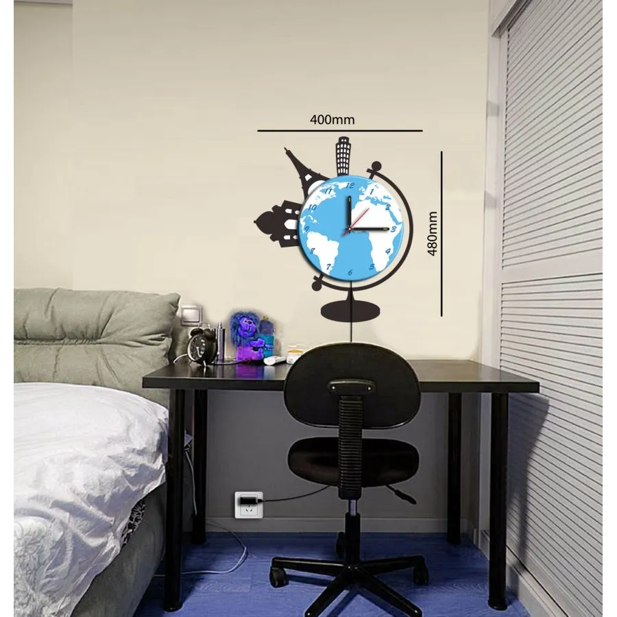 NAKLEJKA NA ŚCIANĘ ZEGAREK WORLD 40X48 cm